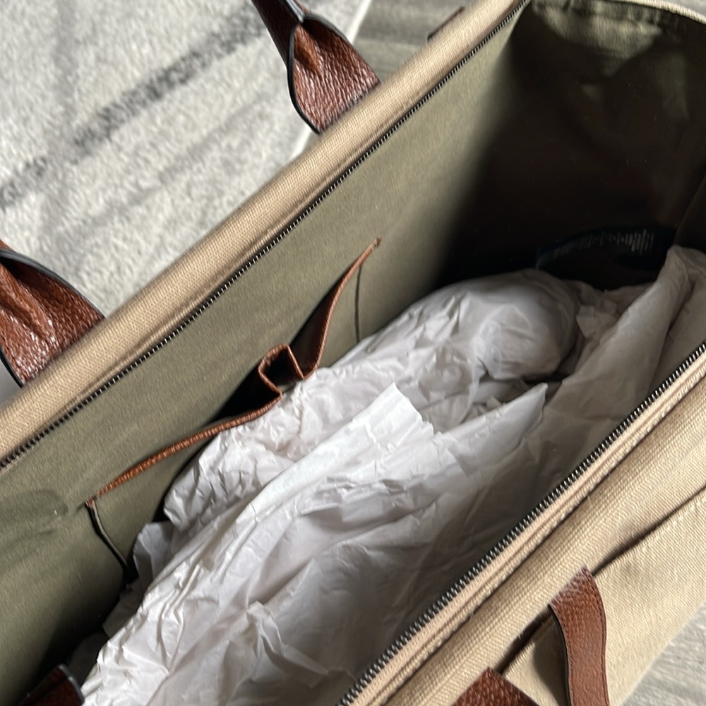 Ted baker overnight bag. Tan/brown leather and canvas. Shoulder strap incl. - Picture 3 of 5